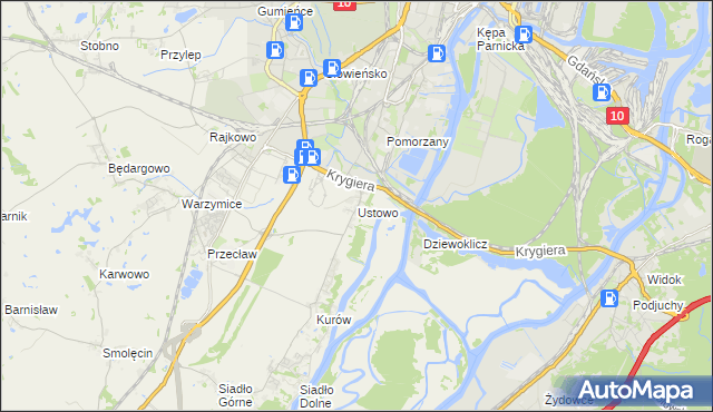 mapa Ustowo, Ustowo na mapie Targeo