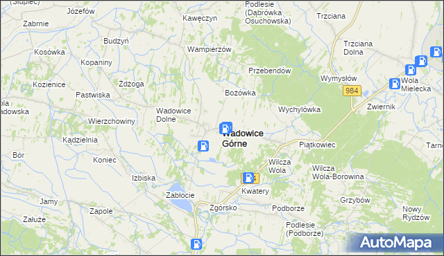 mapa Wadowice Górne, Wadowice Górne na mapie Targeo