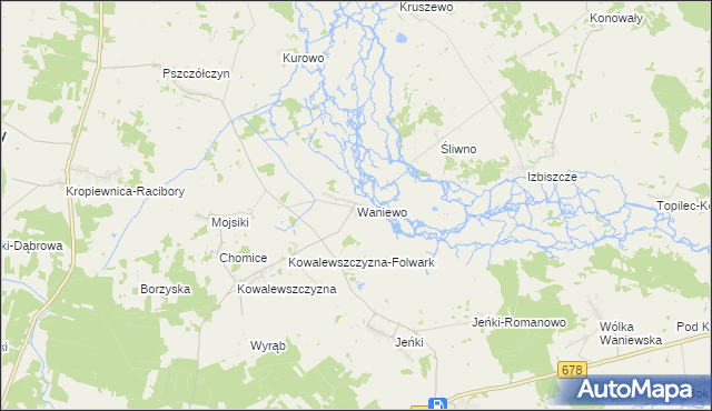 mapa Waniewo gmina Sokoły, Waniewo gmina Sokoły na mapie Targeo
