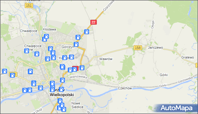 mapa Wawrów, Wawrów na mapie Targeo