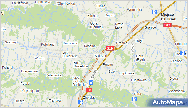 mapa Wietrzno gmina Dukla, Wietrzno gmina Dukla na mapie Targeo