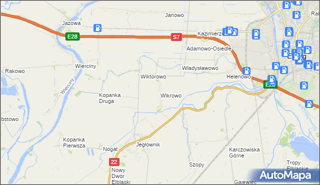 mapa Wikrowo gmina Gronowo Elbląskie, Wikrowo gmina Gronowo Elbląskie na mapie Targeo