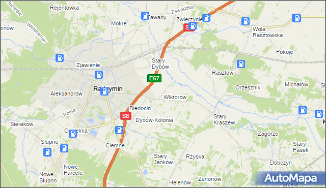 mapa Wiktorów gmina Radzymin, Wiktorów gmina Radzymin na mapie Targeo