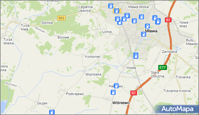 mapa Wiśniewko gmina Wiśniewo, Wiśniewko gmina Wiśniewo na mapie Targeo