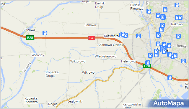 mapa Władysławowo gmina Elbląg, Władysławowo gmina Elbląg na mapie Targeo