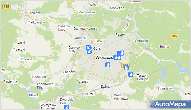 mapa Włoszczowa, Włoszczowa na mapie Targeo