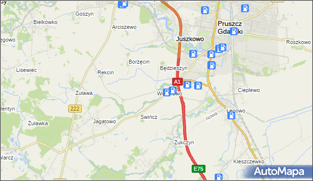 mapa Wojanowo, Wojanowo na mapie Targeo