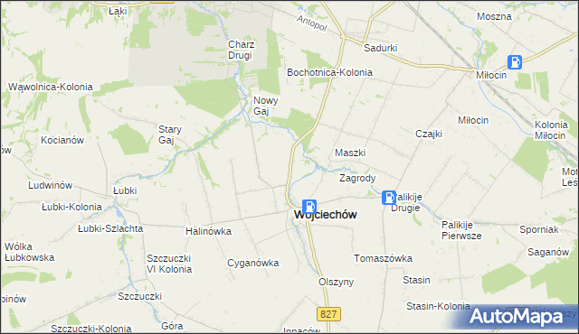 mapa Wojciechów-Kolonia Piąta, Wojciechów-Kolonia Piąta na mapie Targeo