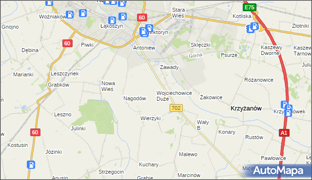 mapa Wojciechowice Duże, Wojciechowice Duże na mapie Targeo