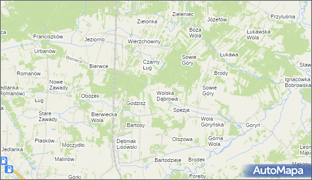 mapa Wolska Dąbrowa, Wolska Dąbrowa na mapie Targeo