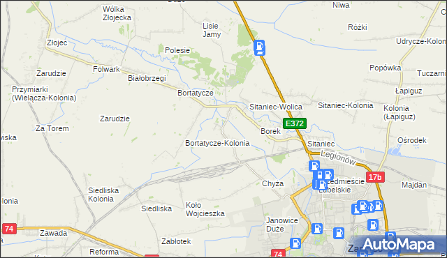 mapa Wysokie gmina Zamość, Wysokie gmina Zamość na mapie Targeo