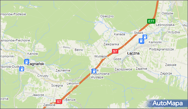 mapa Występa, Występa na mapie Targeo