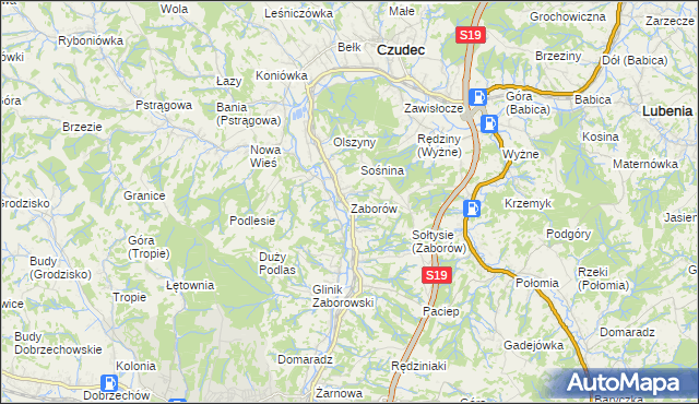 mapa Zaborów gmina Czudec, Zaborów gmina Czudec na mapie Targeo