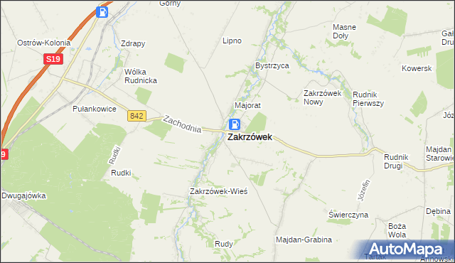 mapa Zakrzówek powiat kraśnicki, Zakrzówek powiat kraśnicki na mapie Targeo