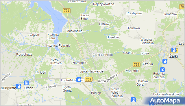 mapa Żarki-Letnisko, Żarki-Letnisko na mapie Targeo
