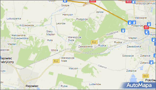 mapa Zawadówka gmina Rejowiec, Zawadówka gmina Rejowiec na mapie Targeo