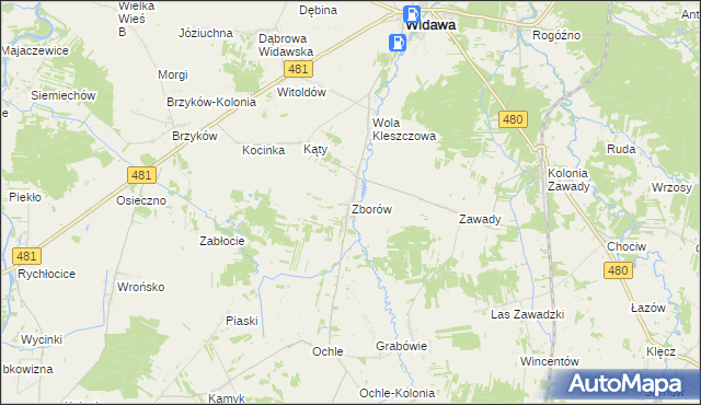 mapa Zborów gmina Widawa, Zborów gmina Widawa na mapie Targeo
