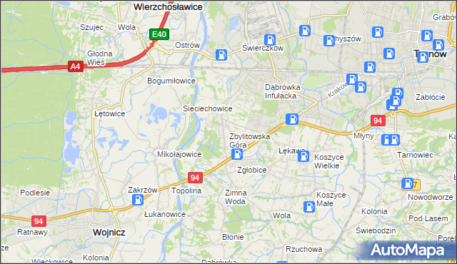 mapa Zbylitowska Góra, Zbylitowska Góra na mapie Targeo