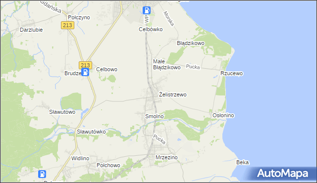 mapa Żelistrzewo, Żelistrzewo na mapie Targeo