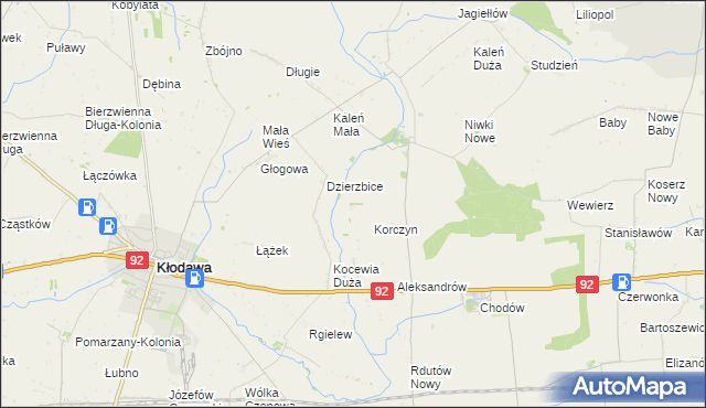 mapa Zieleniec gmina Chodów, Zieleniec gmina Chodów na mapie Targeo