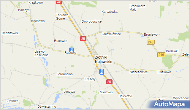 mapa Złotniki Kujawskie, Złotniki Kujawskie na mapie Targeo
