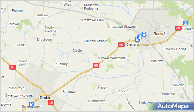 mapa Żukowo-Wawrzonki, Żukowo-Wawrzonki na mapie Targeo