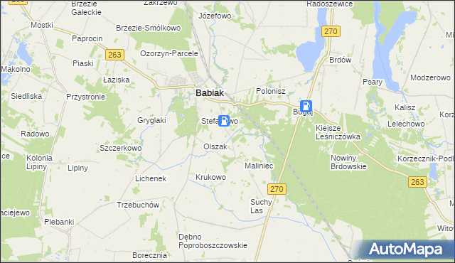 mapa Żurawieniec gmina Babiak, Żurawieniec gmina Babiak na mapie Targeo