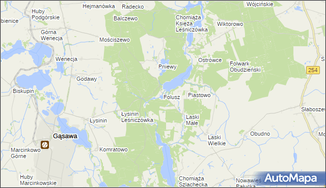 mapa Folusz gmina Gąsawa, Folusz gmina Gąsawa na mapie Targeo