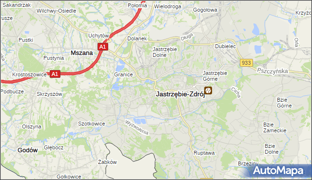 mapa Jastrzębie-Zdrój, Jastrzębie-Zdrój na mapie Targeo