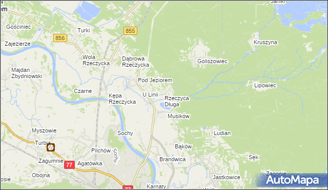 mapa Rzeczyca Długa, Rzeczyca Długa na mapie Targeo