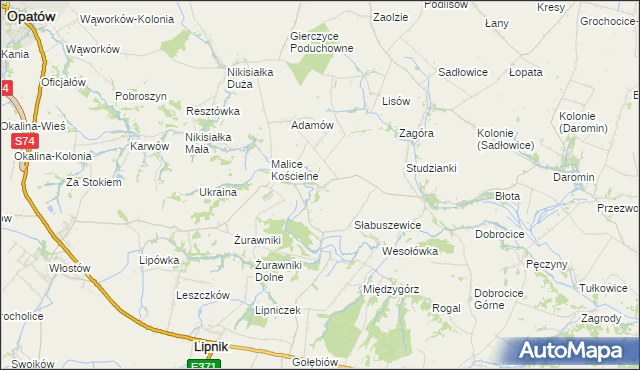 mapa Męczennice, Męczennice na mapie Targeo