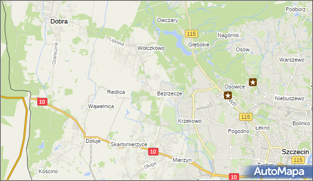 mapa Bezrzecze, Bezrzecze na mapie Targeo