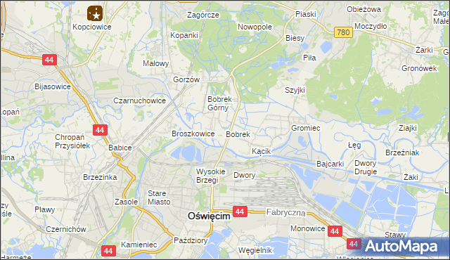 mapa Bobrek gmina Chełmek, Bobrek gmina Chełmek na mapie Targeo