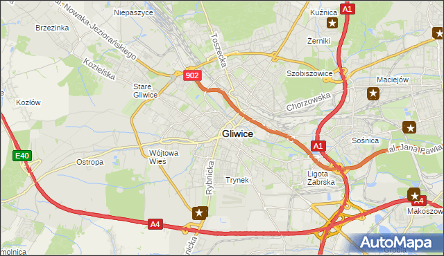 mapa Gliwic, Gliwice na mapie Targeo