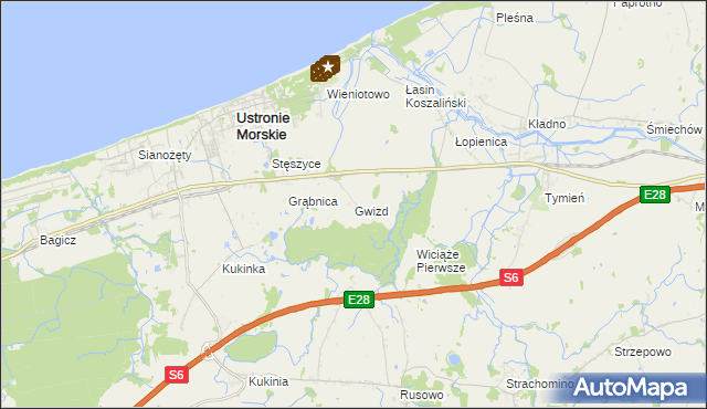 mapa Gwizd, Gwizd na mapie Targeo