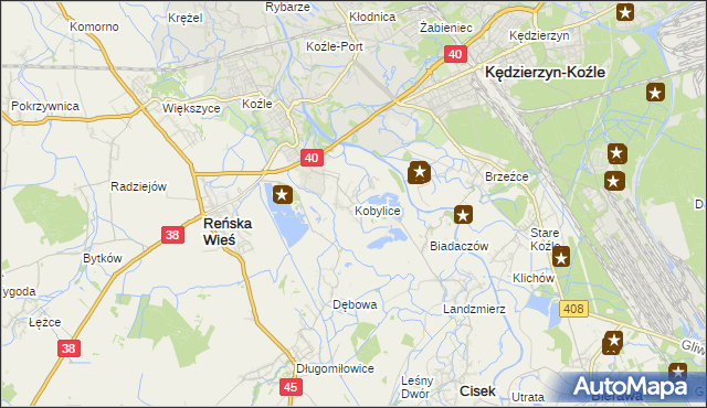 mapa Kobylice gmina Cisek, Kobylice gmina Cisek na mapie Targeo