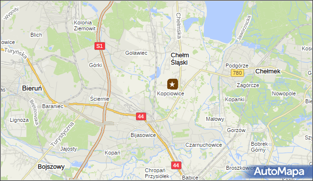mapa Kopciowice, Kopciowice na mapie Targeo