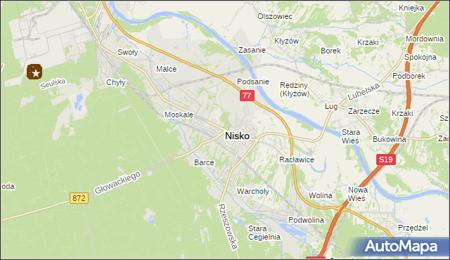 mapa Nisko, Nisko na mapie Targeo