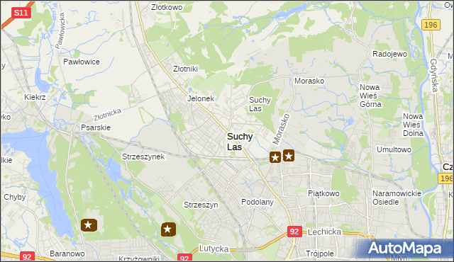 mapa Suchy Las powiat poznański, Suchy Las powiat poznański na mapie Targeo