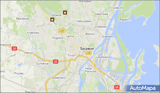 mapa Szczecina, Szczecin na mapie Targeo