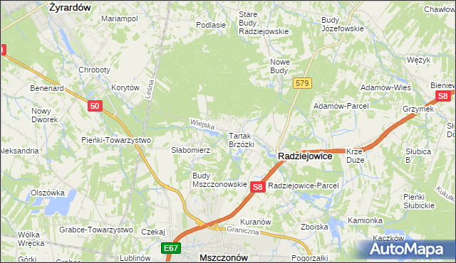 mapa Tartak Brzózki, Tartak Brzózki na mapie Targeo