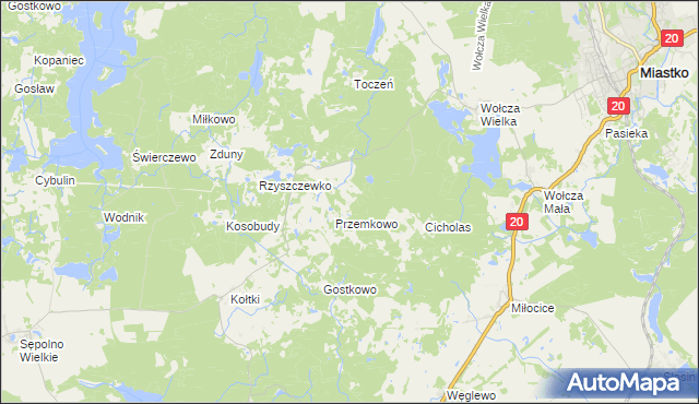 mapa Zajączkowo gmina Miastko, Zajączkowo gmina Miastko na mapie Targeo