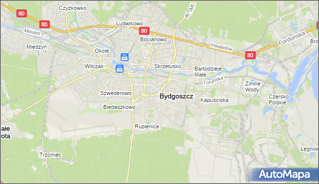 mapa Bydgoszczy, Bydgoszcz na mapie Targeo