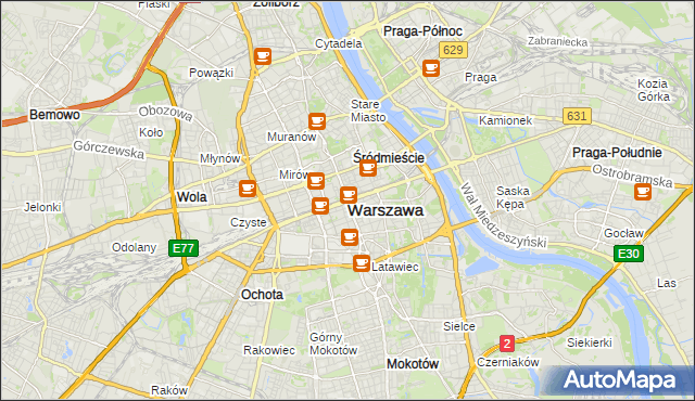 mapa Warszawy, Warszawa na mapie Targeo