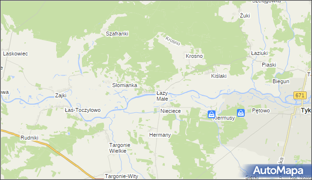 mapa Łazy Małe, Łazy Małe na mapie Targeo