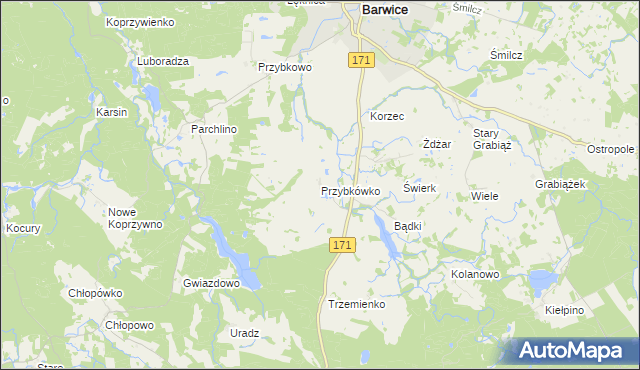 mapa Przybkówko, Przybkówko na mapie Targeo