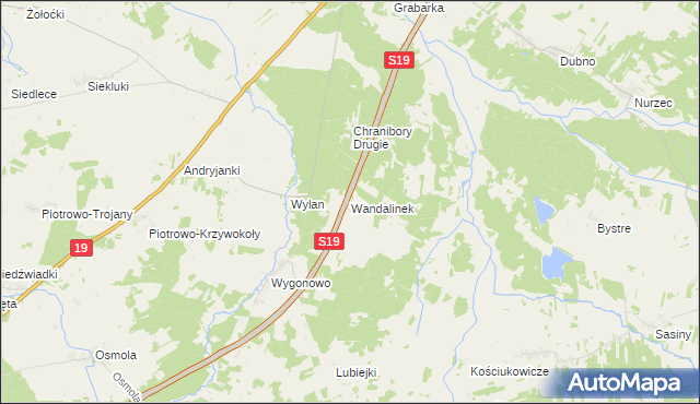 mapa Wandalinek, Wandalinek na mapie Targeo