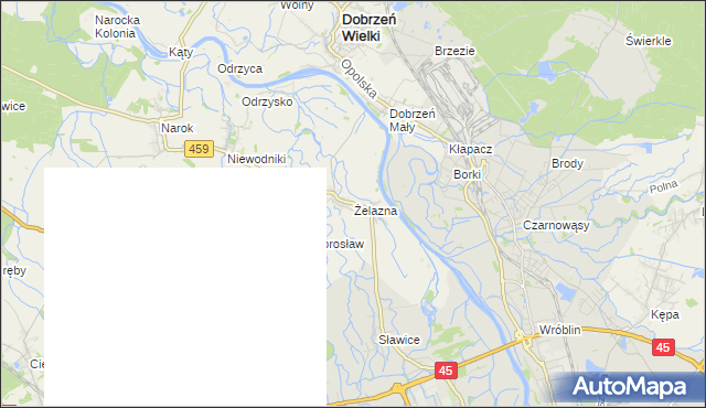 mapa Żelazna gmina Dąbrowa, Żelazna gmina Dąbrowa na mapie Targeo