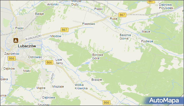 mapa Borowa Góra gmina Lubaczów, Borowa Góra gmina Lubaczów na mapie Targeo