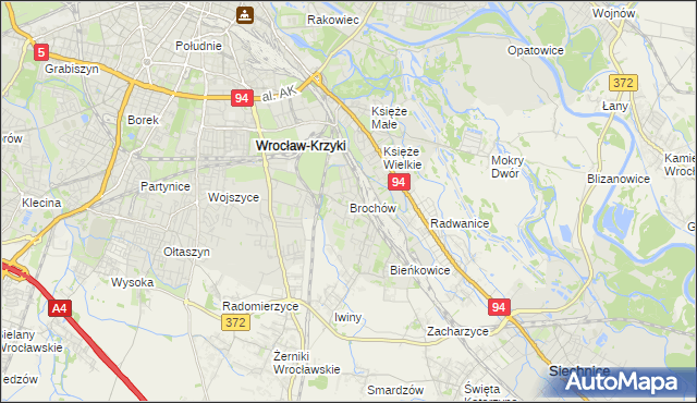 mapa Brochów gmina Wrocław, Brochów gmina Wrocław na mapie Targeo